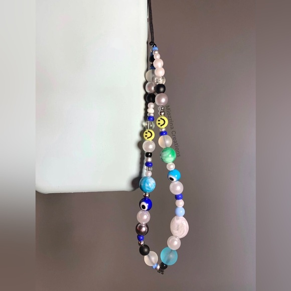 5/$20 ENTIRE SHOP CLEARANCE Beaded smiley handmade phone charm/phone straps 🧿🩵🪬 - Picture 2 of 4